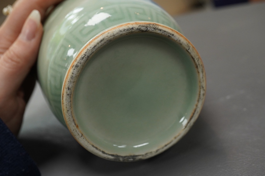 A Chinese celadon glazed landscape vase, 19th century